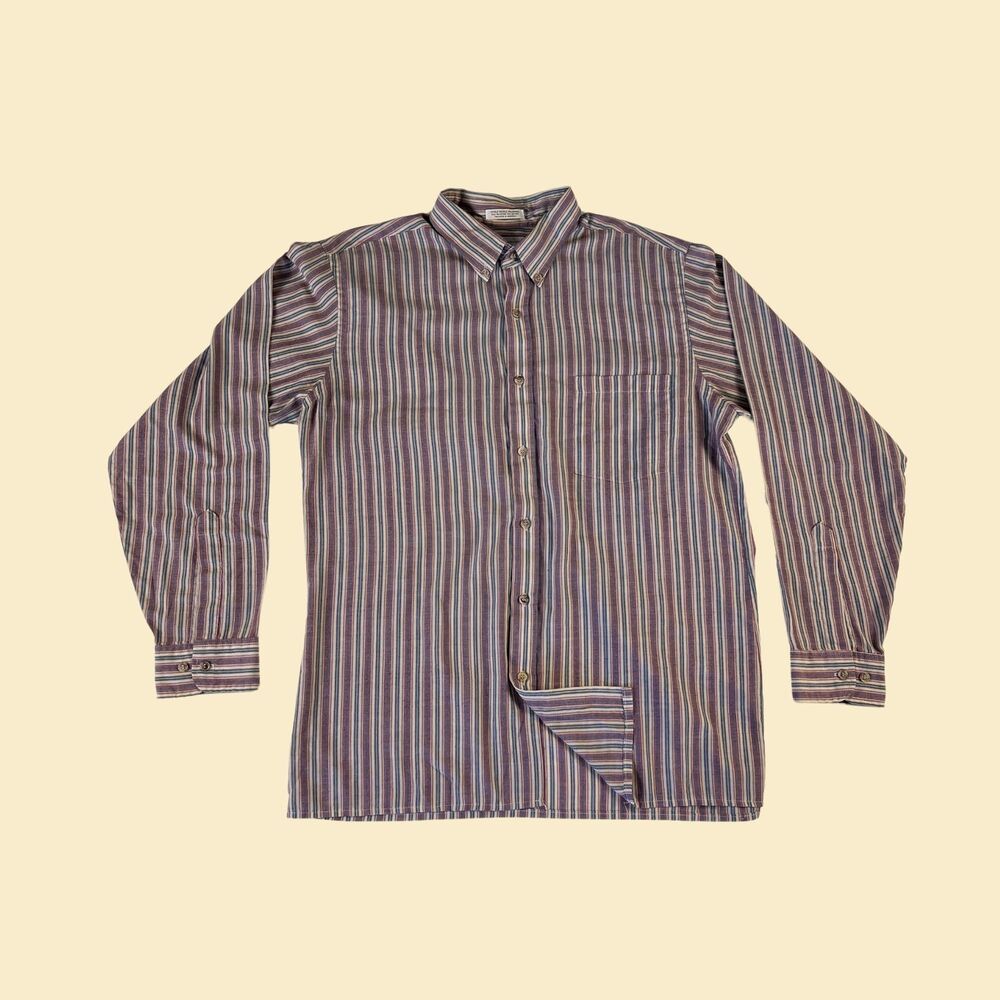 70s mens striped shirt by The Fox JCPenny, size L, vintage 1970s button down